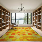 Vibrant Yellow Orange Polka Dot Area Rug