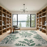 Green Leaf Vine Floral Area Rug