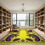 Purple Scorpion Motif Yellow Area Rug