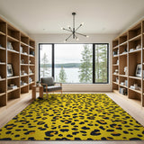 Vibrant Yellow Leopard Print Area Rug