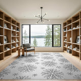 Grey Snowflake Geometric Area Rug