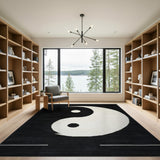 Black and White Yin-Yang Balance Black White Area Rug