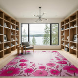Floral Vintage Pink Whimsical Pink Floral Butterfly Area Rug
