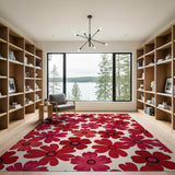 Floral Vintage Vibrant Red Floral Area Rug