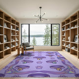 Purple Cat Collar Paw Print Kids Area Rug