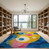 Multi-color and Patterns Vibrant Yellow Abstract Swirl Area Rug
