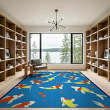 Turquoise Koi Fish Area Rug
