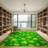 Vibrant Yellow Shamrock Green Area Rug
