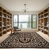 Ornate Brown Ivory Persian Border Area Rug