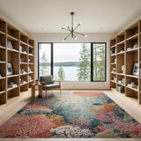 Orange Coral Reef Area Rug with Tropical Fish