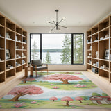 Whimsical Pink Cherry Blossom Meadow Rug