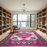 Pink Bold Pink Southwestern Geometric Area Rug