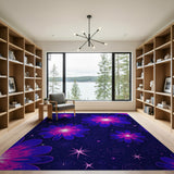 Starry Night Purple Floral Area Rug
