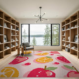 Cheerful Fruit Pattern Area Rug - Apples, Oranges Berries