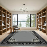 Border Geometric Modern Grey Geometric Border Area Rug