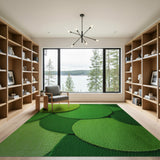 Vibrant Green Overlapping Circles Shag Area Rug