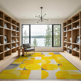 Vibrant Yellow Geometric Oval Area Rug
