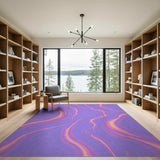 Purple Wavy Contour Abstract Area Rug