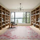 Pink Cherry Blossom Border Area Rug