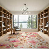 Peony Pink Blush Pink Peony Floral Area Rug