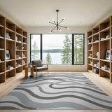 Abstract Area Modern Grey Wave Abstract Area Rug