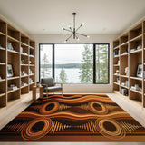 Orange Retro Wave Area Rug