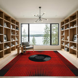 Red Red Vinyl Record Geometric Area Rug