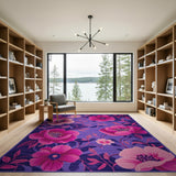 Floral Vintage Purple Anemone Floral Area Rug