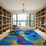 Multi-color and Patterns Vibrant Blue Geometric Abstract Area Rug