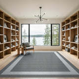 Black White Bordered Geometric Area Rug