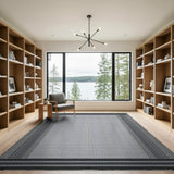Geometric Modern Black White Geometric Border Area Rug