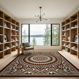 Ornate Brown Mandala Persian Area Rug