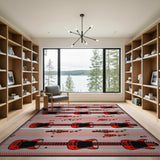 Bold Red Electric Guitar Music Notes Rug
