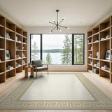 Elegant Beige Greek Key Border Rug