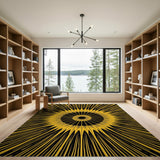 Yellow Bold Yellow Sunburst Geometric Area Rug