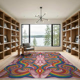 Rainbow Ballet Swirl Washable Area Rug