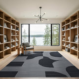 Bold Geometric Black Grey Area Rug
