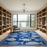 Blue Fish Coastal Area Rug