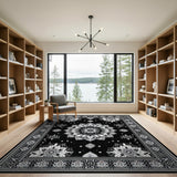 Black White Mandala Persian Area Rug