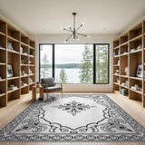 Ornate Black White Persian No. 9 Area Rug