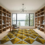 Gold Faceted Geometric Diamond Area Rug
