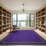 Deep Purple Geometric Border Area Rug
