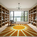 Radiant Orange Sunburst Area Rug