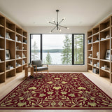 Elegant Red Gold Floral Persian Area Rug