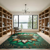 Teal Mandala Distressed Vintage Area Rug