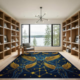 Golden Winged Angels Constellation Area Rug