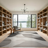 Abstract Area Abstract Black White Wave Area Rug