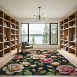 Floral Vintage Vintage Blush Pink Rose Floral Area Rug