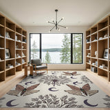 Mystical Moth Moon Boho Area Rug