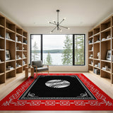 Red Heritage Tribal Rug with Striped Orb